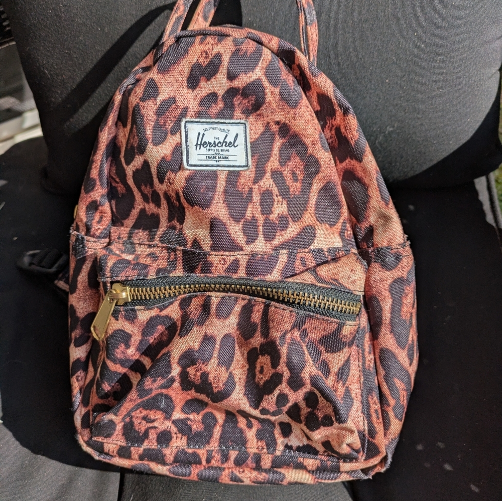 Herschel Supply Company Leopard Print Mini Backpack in Brown and Black